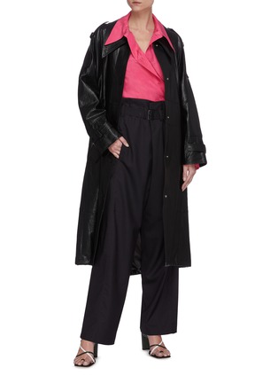 Figure View - Click To Enlarge - LOW CLASSIC - Drawstring hem leather coat
