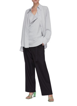 Figure View - Click To Enlarge - LOW CLASSIC - Cowl drape oxford shirt