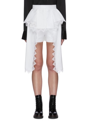 Main View - Click To Enlarge - ALEXANDER MCQUEEN - Lace trim peplum shorts