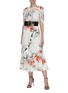 Figure View - Click To Enlarge - ALEXANDER MCQUEEN - Floral print cape sleeve midi dress