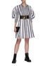 Figure View - Click To Enlarge - ALEXANDER MCQUEEN - Balloon sleeve stripe dress