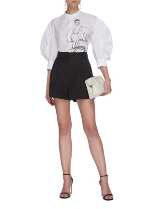 Figure View - Click To Enlarge - ALEXANDER MCQUEEN - High waisted tuxedo shorts