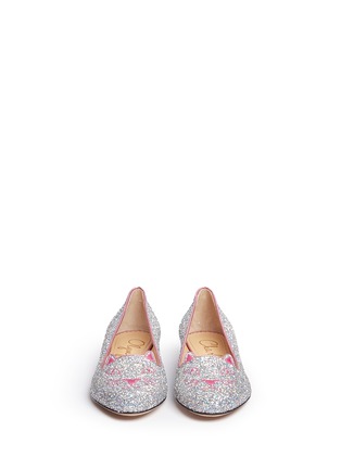 Front View - Click To Enlarge - CHARLOTTE OLYMPIA - 'Kitty' glitter flats