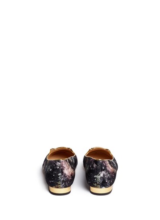 Back View - Click To Enlarge - CHARLOTTE OLYMPIA - 'Kitty' crystal embellished galaxy print velvet flats