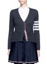 Main View - Click To Enlarge - THOM BROWNE  - Stripe sleeve cashmere cardigan