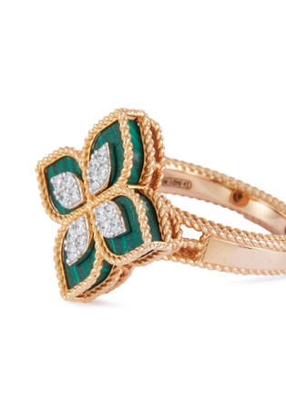 Detail View - Click To Enlarge - ROBERTO COIN - 'Princess Flower' diamond malachite 18k rose gold ring