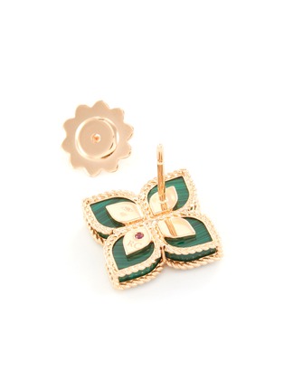 Detail View - Click To Enlarge - ROBERTO COIN - 'Princess Flower' diamond malachite 18k rose gold earrings