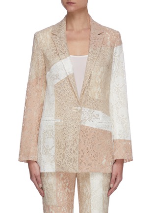 Main View - Click To Enlarge - KOCHE - Lace patchwork single breasted blazer