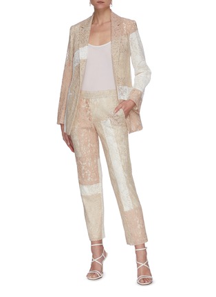 Figure View - Click To Enlarge - KOCHE - Lace patchwork crop tailored pants