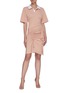 Figure View - Click To Enlarge - KOCHE - Polo neck slant ruched mini dress