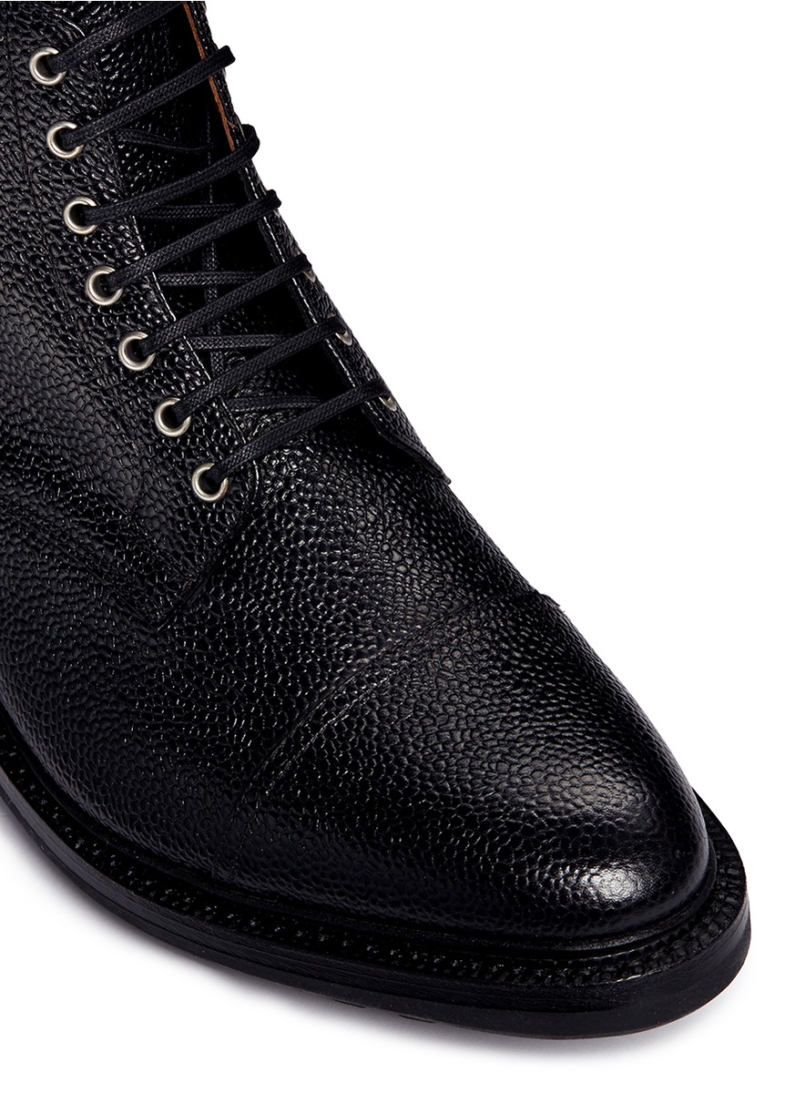 THOM BROWNE Pebble leather commando boots