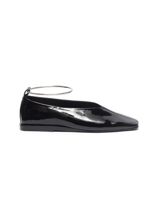 Main View - Click To Enlarge - JIL SANDER - Metal ankle ring patent leather ballerina flats