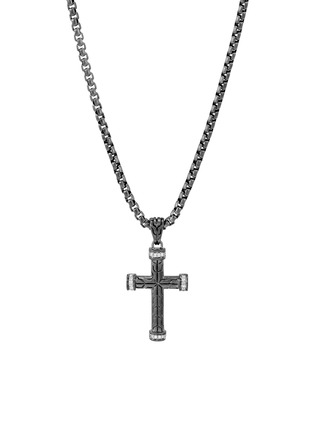 Detail View - Click To Enlarge - JOHN HARDY - 'Classic Chain' diamond sterling silver rhodium cross pendant necklace