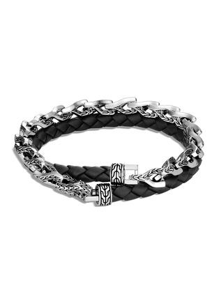 Main View - Click To Enlarge - JOHN HARDY - 'Asli Classic Chain' sterling silver leather double bracelet