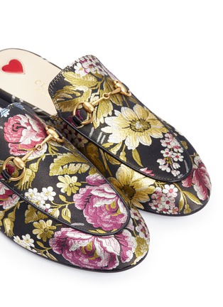 Detail View - Click To Enlarge - GUCCI - 'Princetown' horsebit vamp floral jacquard slide loafers