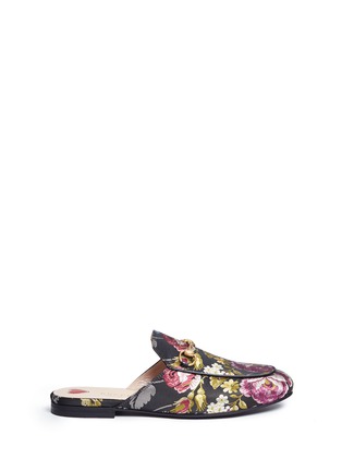 Main View - Click To Enlarge - GUCCI - 'Princetown' horsebit vamp floral jacquard slide loafers