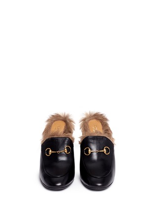 Front View - Click To Enlarge - GUCCI - 'Princetown' kangaroo fur leather loafer mules