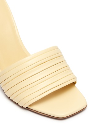 Detail View - Click To Enlarge - NEOUS - Sham pleated leather square toe heeled mule sandals