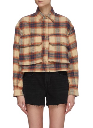 Main View - Click To Enlarge - R13 - Check plaid print oversized crop shirt