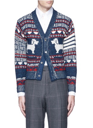 Main View - Click To Enlarge - THOM BROWNE  - 'Hector' wool-Mohair Fair Isle cardigan