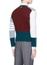 Back View - Click To Enlarge - THOM BROWNE  - Colourblock stripe cashmere cropped cardigan
