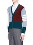 Front View - Click To Enlarge - THOM BROWNE  - Colourblock stripe cashmere cropped cardigan