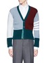 Main View - Click To Enlarge - THOM BROWNE  - Colourblock stripe cashmere cropped cardigan