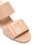 Detail View - Click To Enlarge - FENDI - Logo embossed strap block heel leather mules