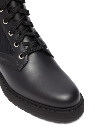 Detail View - Click To Enlarge - FENDI - Knit leather panel combat boots