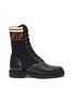 Main View - Click To Enlarge - FENDI - Knit leather panel combat boots