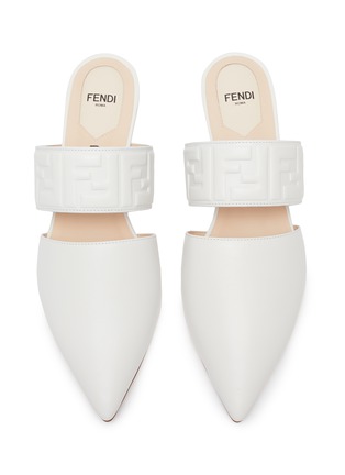 Detail View - Click To Enlarge - FENDI - Logo embossed strap leather mules