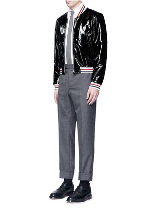 Figure View - Click To Enlarge - THOM BROWNE  - Travel icon embroidery hopsack shirt