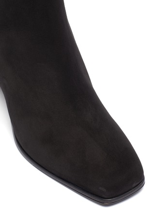 Detail View - Click To Enlarge - SALVATORE FERRAGAMO - 'Cassaro' metal logo suede leather boots