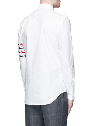 Back View - Click To Enlarge - THOM BROWNE  - 'Hector' sleeve embroidery Oxford shirt