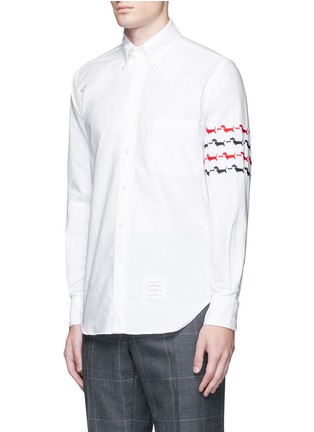 Front View - Click To Enlarge - THOM BROWNE  - 'Hector' sleeve embroidery Oxford shirt