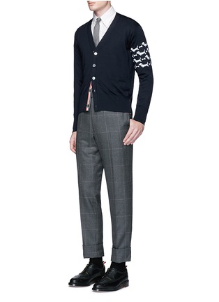 Figure View - Click To Enlarge - THOM BROWNE  - 'Hector' sleeve embroidery Oxford shirt
