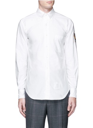 Main View - Click To Enlarge - THOM BROWNE  - 'Hector' crest embroidery Oxford shirt
