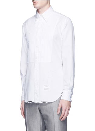 Figure View - Click To Enlarge - THOM BROWNE  - Pleat bib distressed cotton shirt