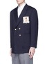 Front View - Click To Enlarge - THOM BROWNE  - Hector crest distressed cavalry twill blazer