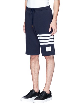Front View - Click To Enlarge - THOM BROWNE - Stripe French terry sweat shorts