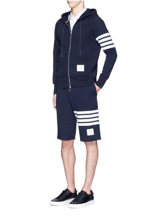 Figure View - Click To Enlarge - THOM BROWNE - Stripe French terry sweat shorts