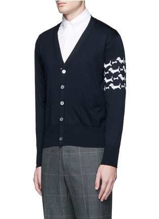 Front View - Click To Enlarge - THOM BROWNE  - 'Hector' sleeve intarsia wool cardigan