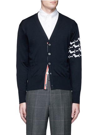 Main View - Click To Enlarge - THOM BROWNE  - 'Hector' sleeve intarsia wool cardigan