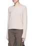 Front View - Click To Enlarge - HELMUT LANG - Ribbon sleeve wool-cashmere ribbed sweater