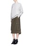 Figure View - Click To Enlarge - HELMUT LANG - Utility pocket tie waist cotton twill skirt