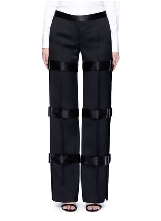 Main View - Click To Enlarge - ALEXANDER MCQUEEN - Satin buckled strap wool-silk pants