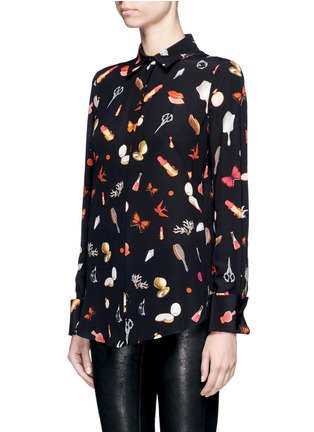 Front View - Click To Enlarge - ALEXANDER MCQUEEN - Obsession print crepe shirt