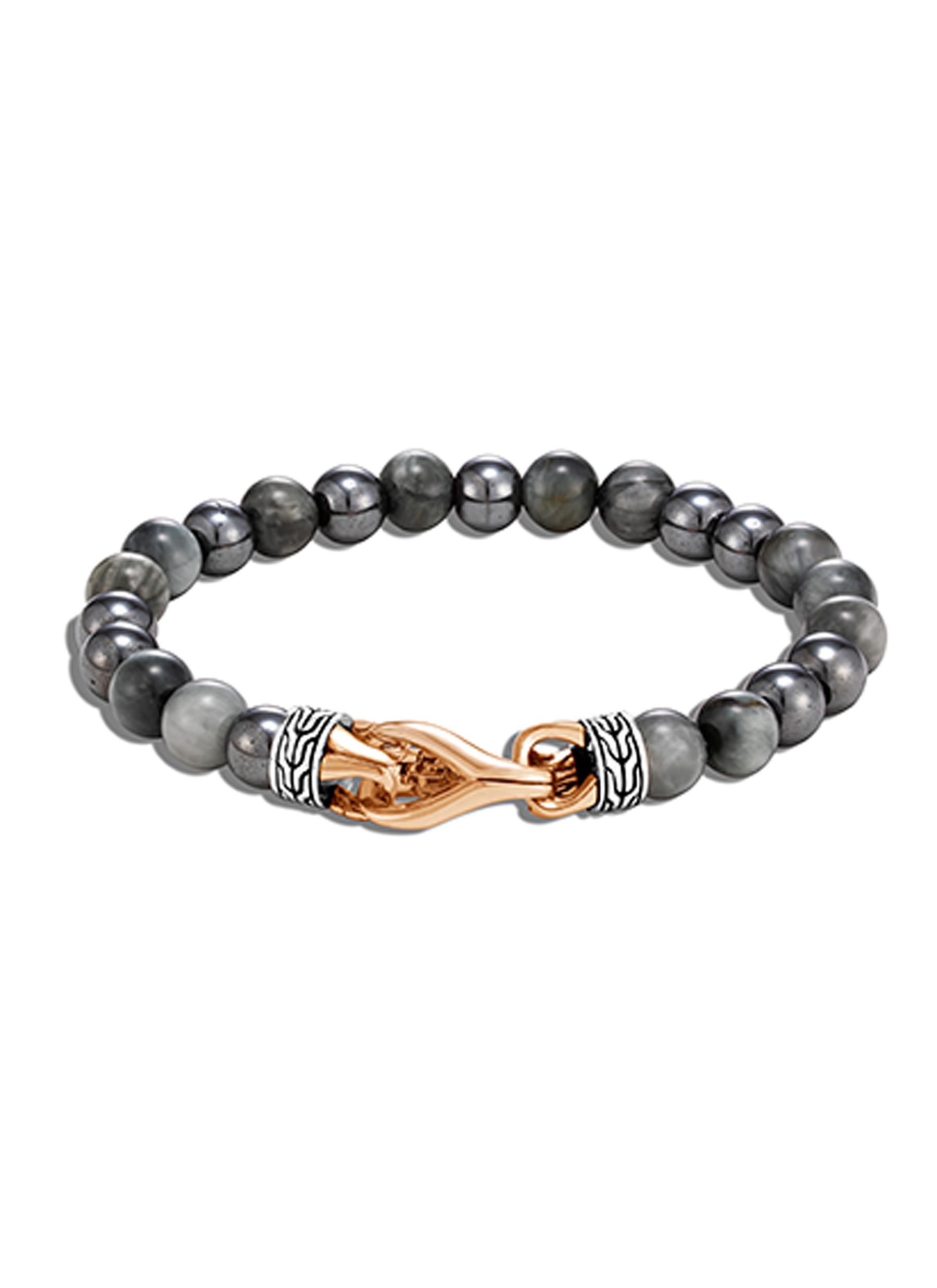 'Asli Classic Chain' hematite bead sterling silver bronze link bracelet