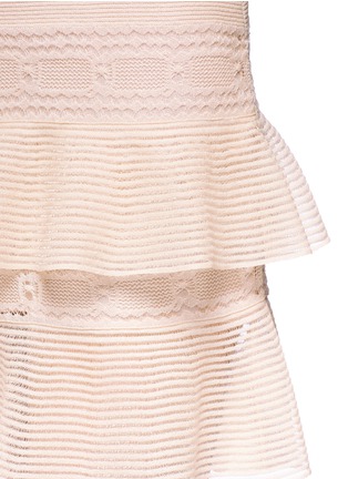 Detail View - Click To Enlarge - ALEXANDER MCQUEEN - Lace panel metallic open knit flare dress