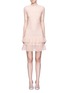 Main View - Click To Enlarge - ALEXANDER MCQUEEN - Lace panel metallic open knit flare dress